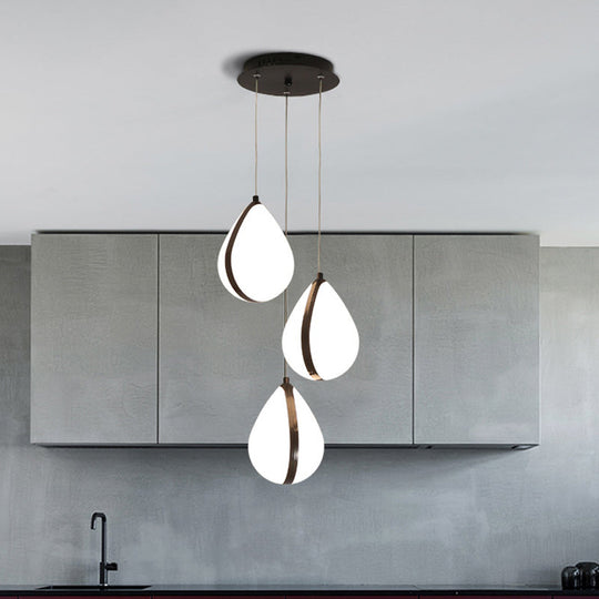 Modern Waterdrop Multi-Light Pendant Acrylic Ceiling Lamp With Led Black White/Warm Light / Warm