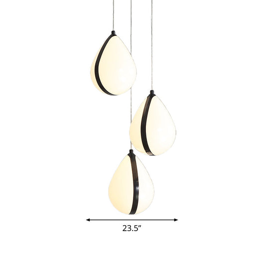 Modern Waterdrop Multi-Light Pendant Acrylic Ceiling Lamp With Led Black White/Warm Light