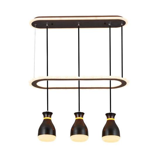 Minimalist Led Multi Light Pendant With Oval Ring Shelf For Dining Room - Wine Jar Ceiling Fixture