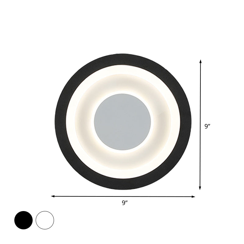 Modern Led Circle Sconce: White & Black Wall Mounted Lamp For Living Room