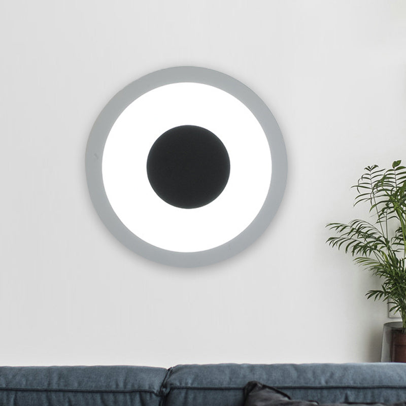 Modern Led Circle Sconce: White & Black Wall Mounted Lamp For Living Room