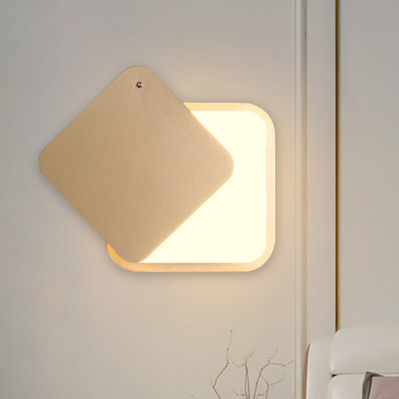 Modern Gold Finish Led Wall Sconce With Rotatable Design - Square Metallic Lighting