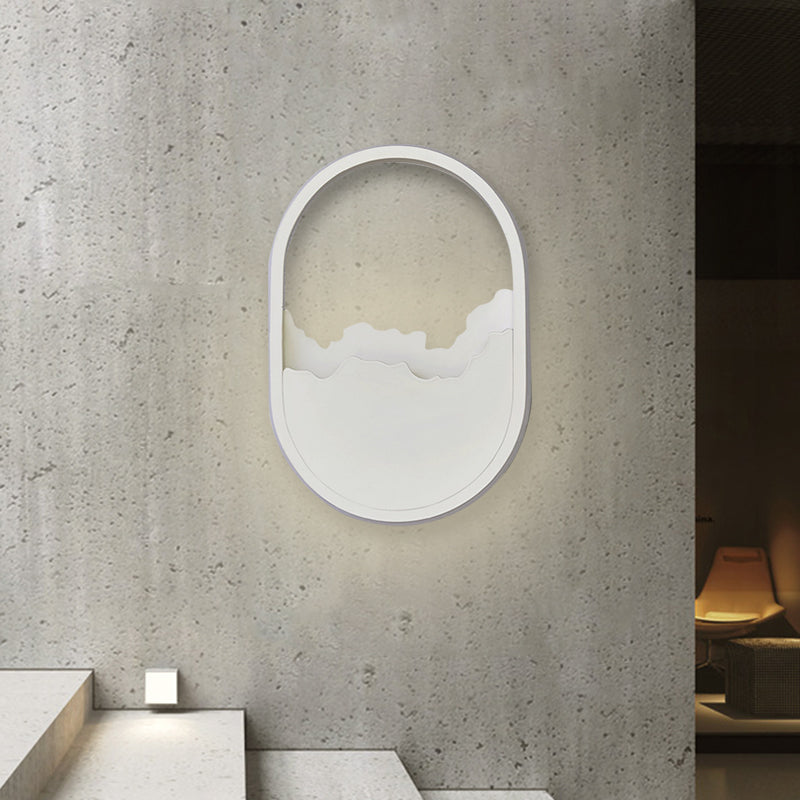 Cracked Design Led Oval Wall Sconce In Warm/White/Natural Light - Modern Aluminum White Lamp