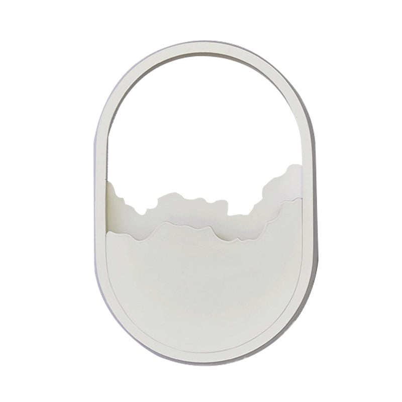 Cracked Design Led Oval Wall Sconce In Warm/White/Natural Light - Modern Aluminum White Lamp