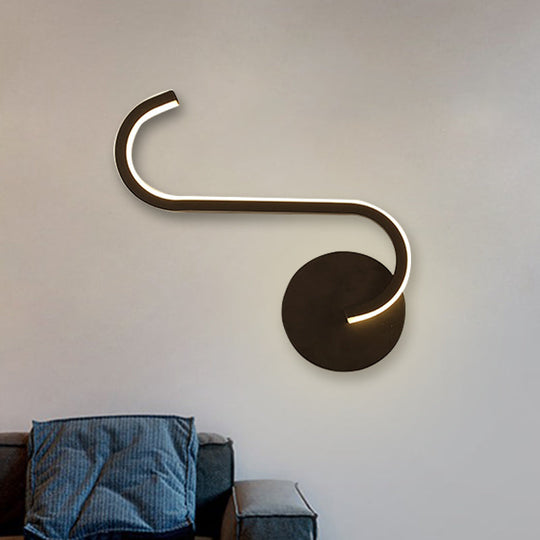 Modern Metallic Wall Sconce Lighting - Minimalist Led Black Mount Lamp In Warm/White Light For