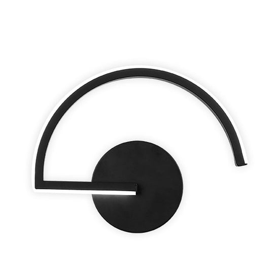 Minimalist Led Iron Wall Mount Sconce - Black Semicircle Light For Bedroom In Warm/White