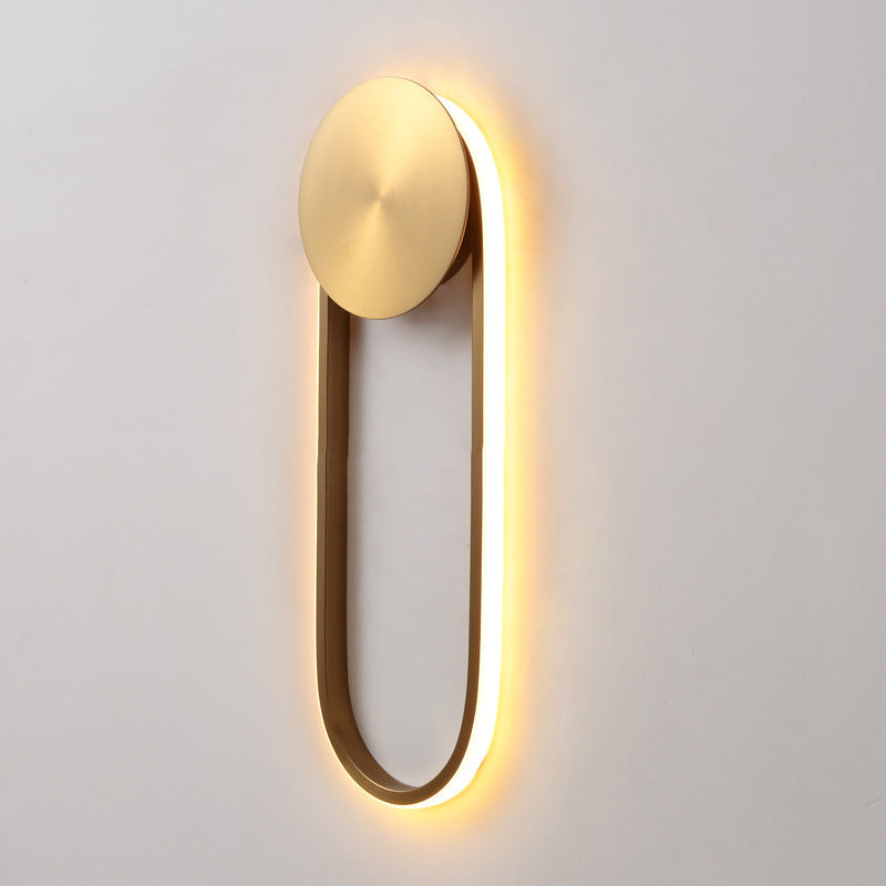 Postmodern Brass Arc Wall Sconce Led Lamp For Bedroom