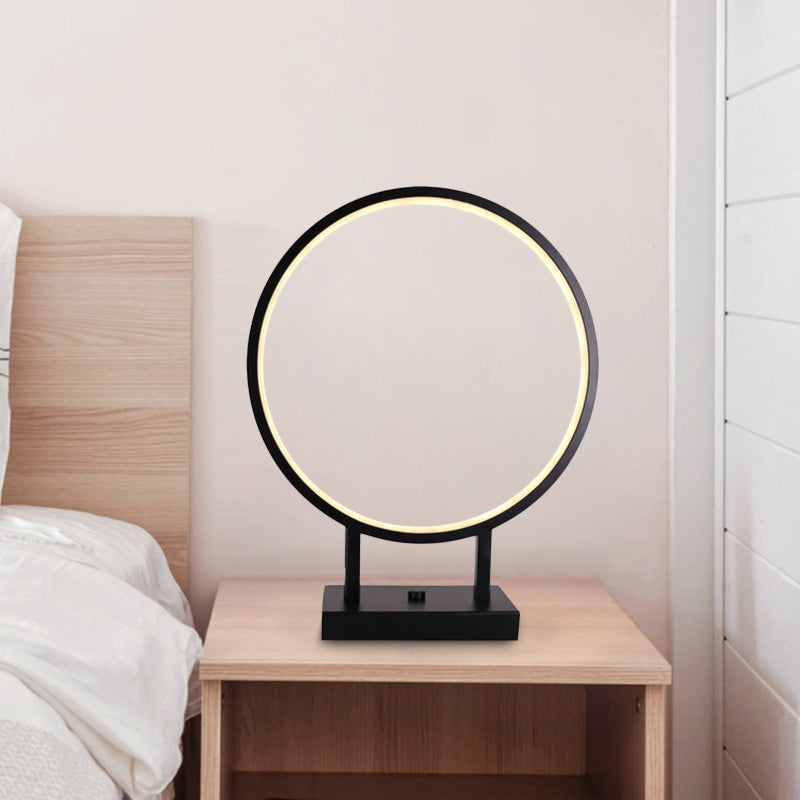Sleek Minimalist Aluminum Led Desk Lamp - Black With Plug-In Cord White/Warm Light Ideal For Bedroom