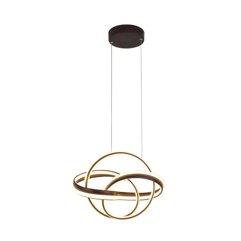 Modern Acrylic Twisted Led Ceiling Light Fixture In White/Coffee For Dining Room - Warm/White