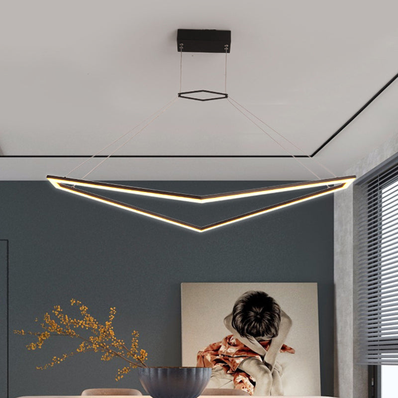 Black & White Acrylic Geometric Chandelier Pendant Light With Led Modern Hanging Lamp Fixture / Warm