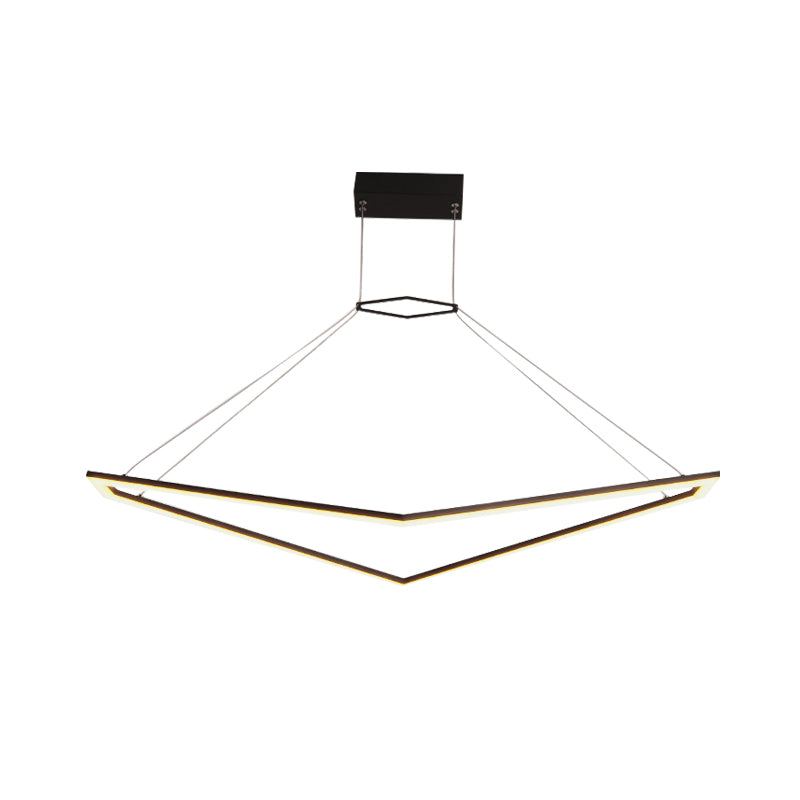 Modern Acrylic Geometric Chandelier - LED Pendant Light Fixture in Black, White/Warm Light