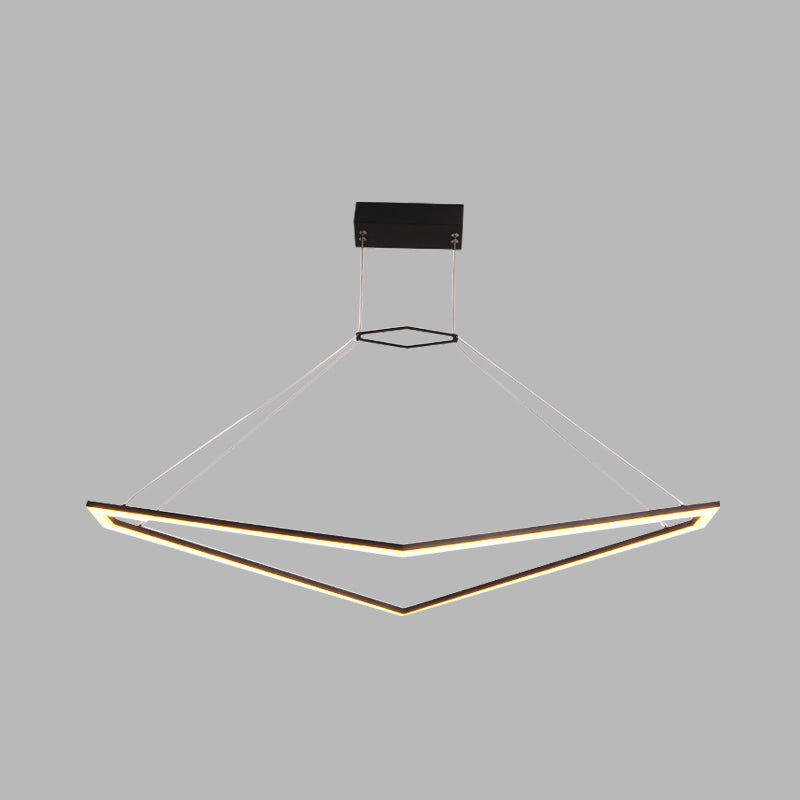 Black & White Acrylic Geometric Chandelier Pendant Light With Led Modern Hanging Lamp Fixture