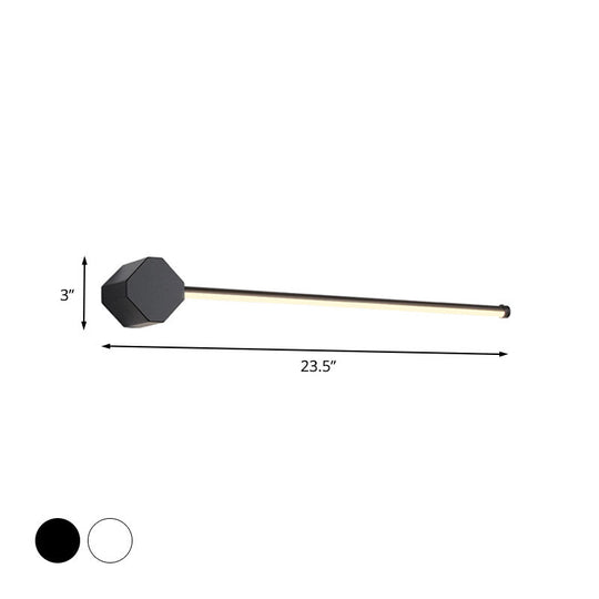 Modern Led Bathroom Sconce With Sleek Black/White Finish Slim Linear Acrylic Shade - 16/23.5 Long