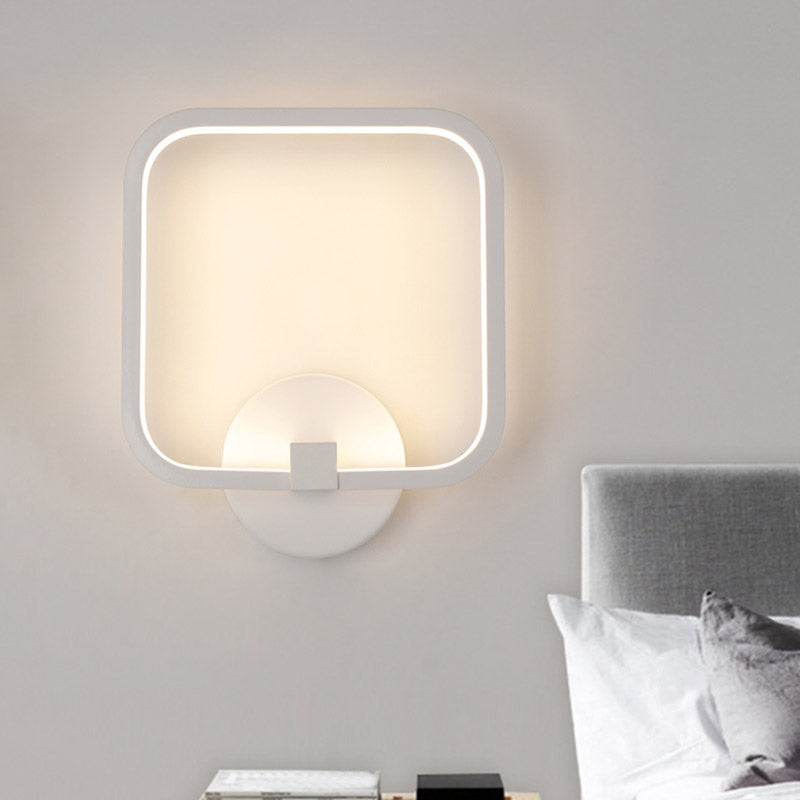 Led Bedside Wall Light White Sconce With Square Acrylic Shade - Choose Your Tone