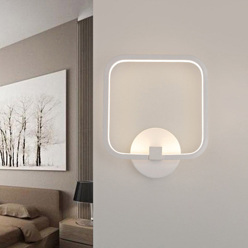 Led Bedside Wall Light White Sconce With Square Acrylic Shade - Choose Your Tone