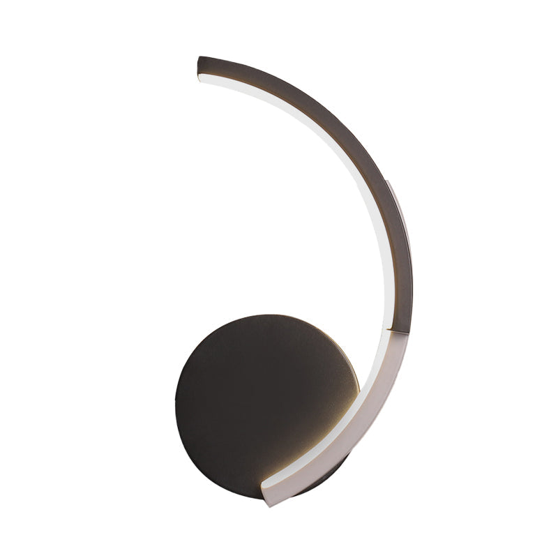 Modern Curved Line Led Wall Mounted Sconce In Black White Warm Light - Acrylic Lamp Fixture For