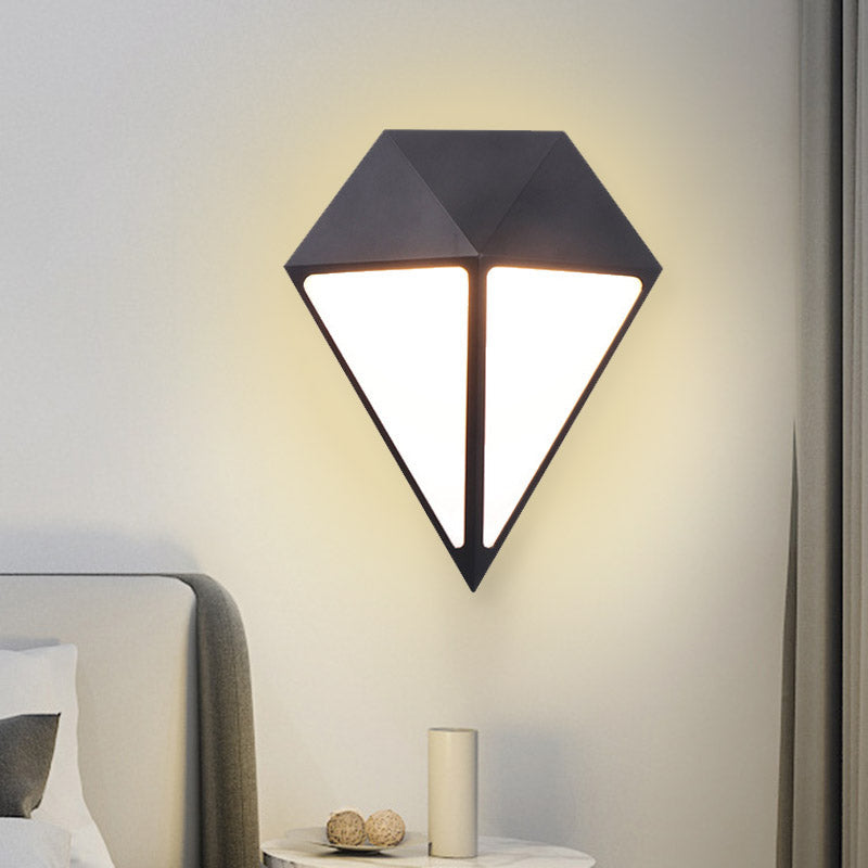 Modernist Diamond Led Sconce Light Fixture - Metallic Wall Mount Lamp In Black Multiple Options /