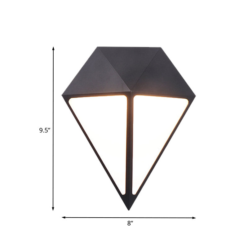 Modernist Diamond Led Sconce Light Fixture - Metallic Wall Mount Lamp In Black Multiple Options