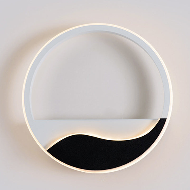 Minimalist Acrylic Ring Sconce Light Fixture - White/Black Led Wall Mounted Lamp