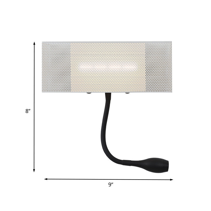 Modern Metal Mesh Rectangular Led Wall Sconce In White With Rotatable Design