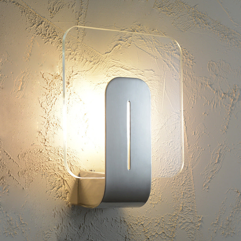 Modern Silver Wall Mounted Sconce Light For Bathroom With Clear Glass Shade