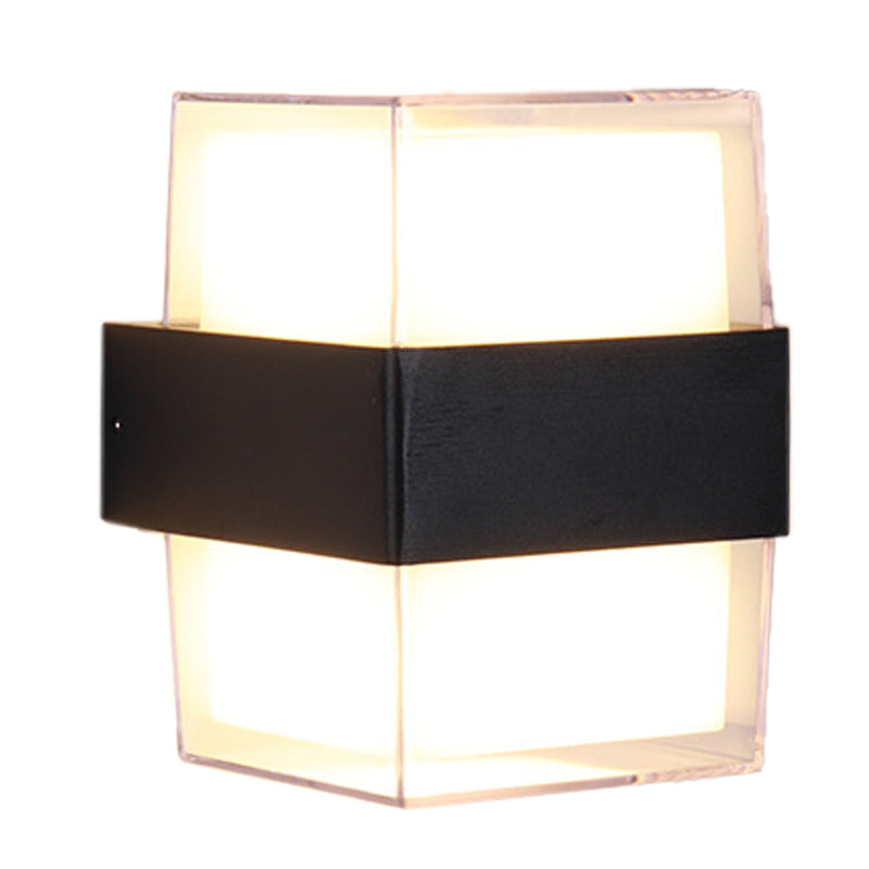 Modern White And Black Cuboid Box Led Acrylic Wall Sconce Light For Bedside In Warm/White