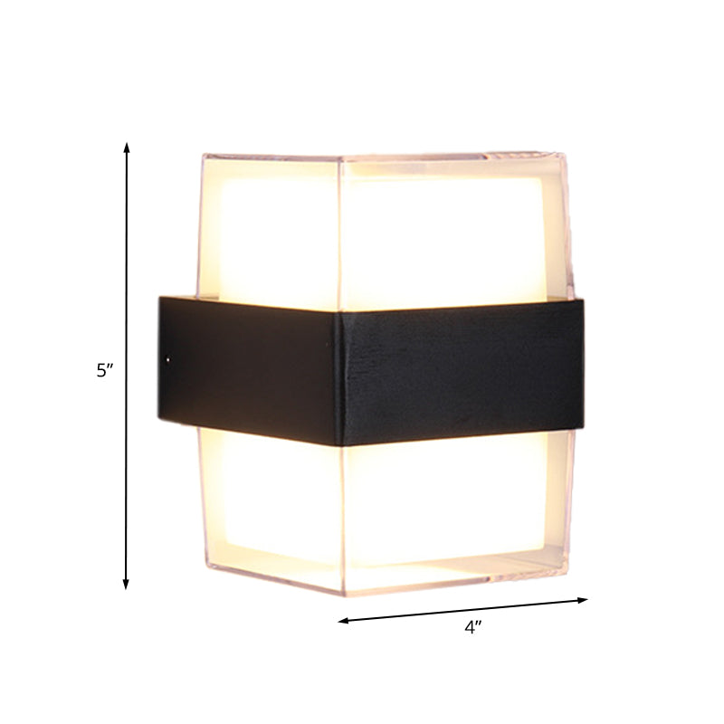 Modern White And Black Cuboid Box Led Acrylic Wall Sconce Light For Bedside In Warm/White