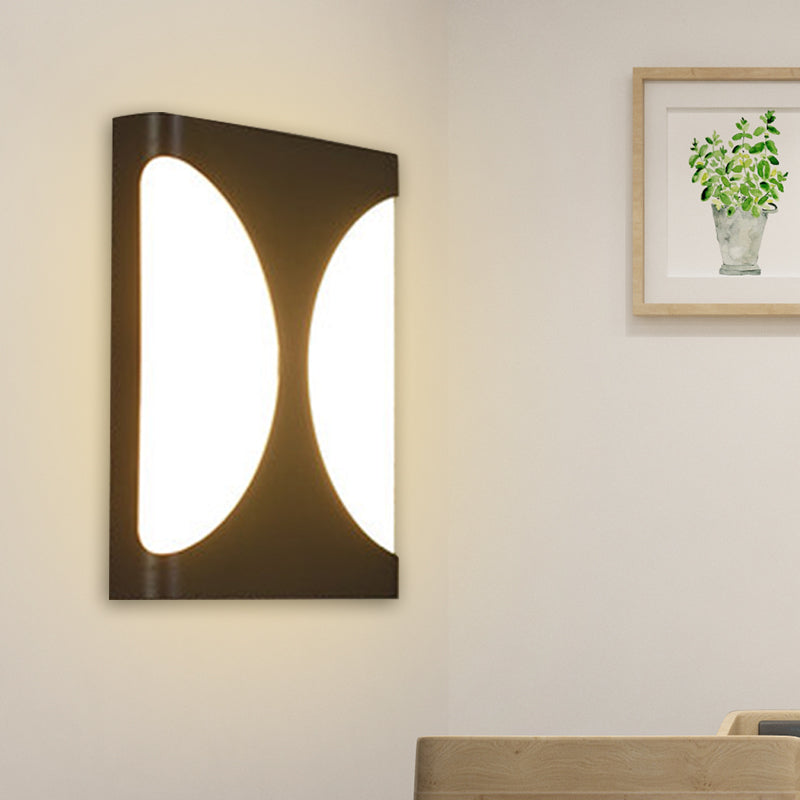 Modern Led Metallic Black Wall Sconce With Double Semicircle Pattern - Flush Mount