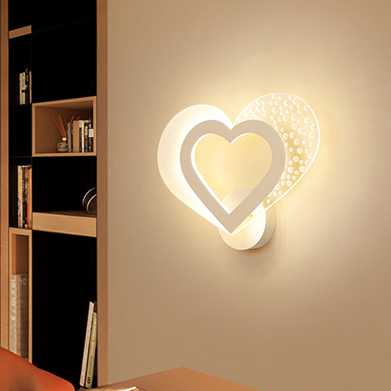 Love Heart Wall Mounted Light: Contemporary Acrylic Led Sconce In Warm/White Light