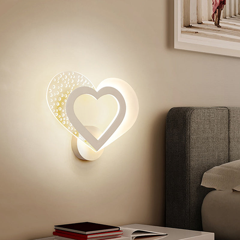 Love Heart Wall Mounted Light: Contemporary Acrylic Led Sconce In Warm/White Light