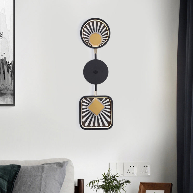 Modern Black Metal Led Wall Sconce For Living Room - Contemporary Sector Design