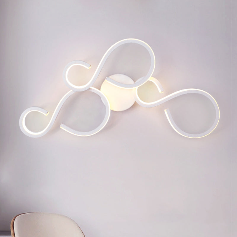 Modern White Spiral Wall Sconce Light With Acrylic Led For Living Room