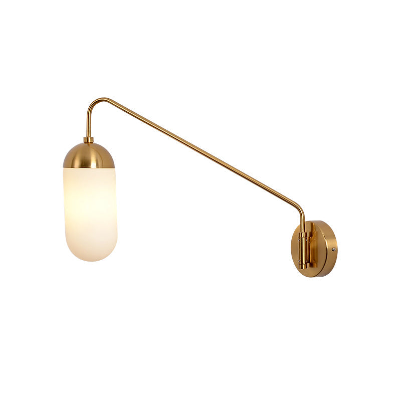 Nordic Frosted Glass Wall Sconce Lighting In Brass - 1 Head Light Fixture For Bedroom