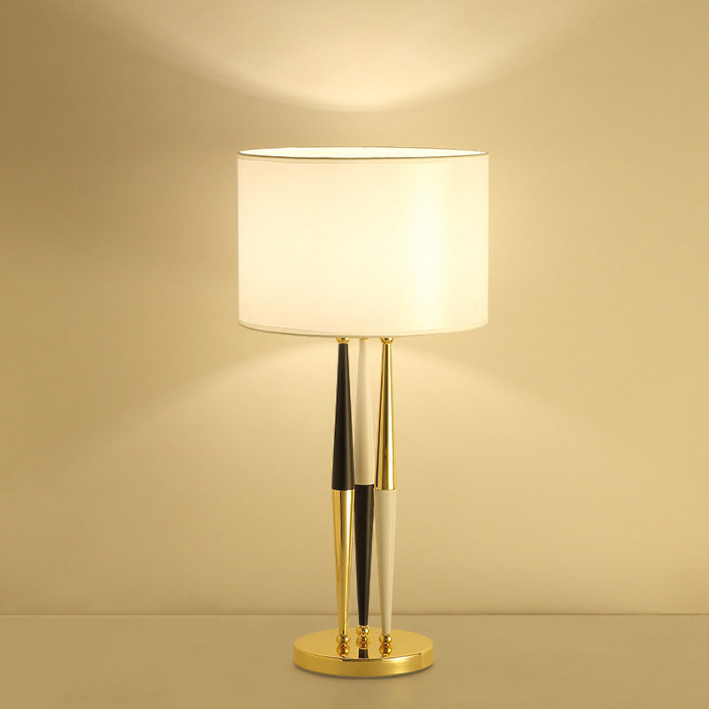 Contemporary White Desk Lamp With Fabric Shade - Perfect For Living Room Or Table