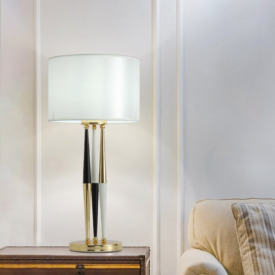 Contemporary White Desk Lamp With Fabric Shade - Perfect For Living Room Or Table