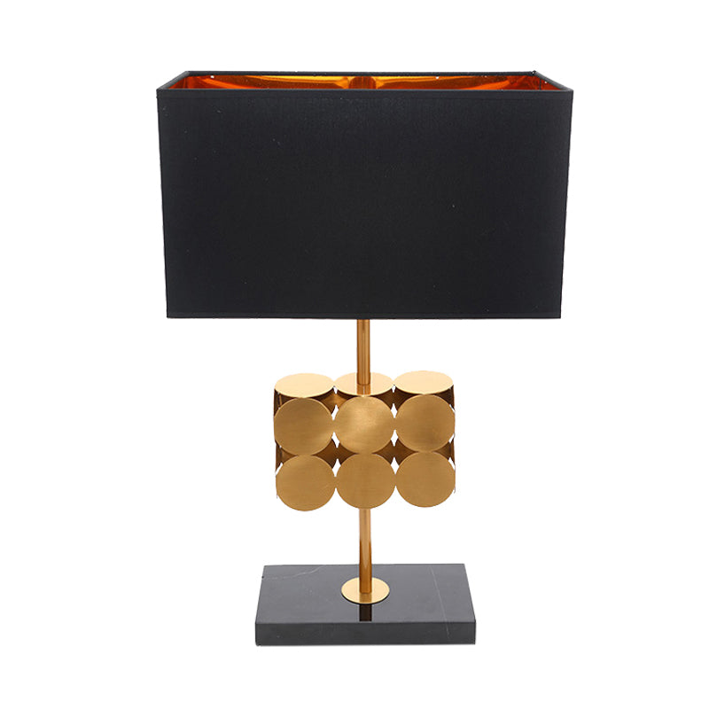 Metal Nightstand Lamp - Modernist 1-Light Black Fabric Desk Light For Bedroom