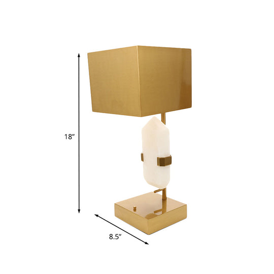 Gold Geometric Jade Bedroom Desk Lamp - Modern Stainless Steel Table Light