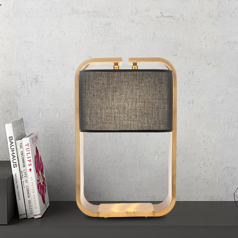 Contemporary Black Rectangle Night Table Lamp With Gold Metal Frame