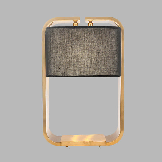 Contemporary Black Rectangle Night Table Lamp With Gold Metal Frame