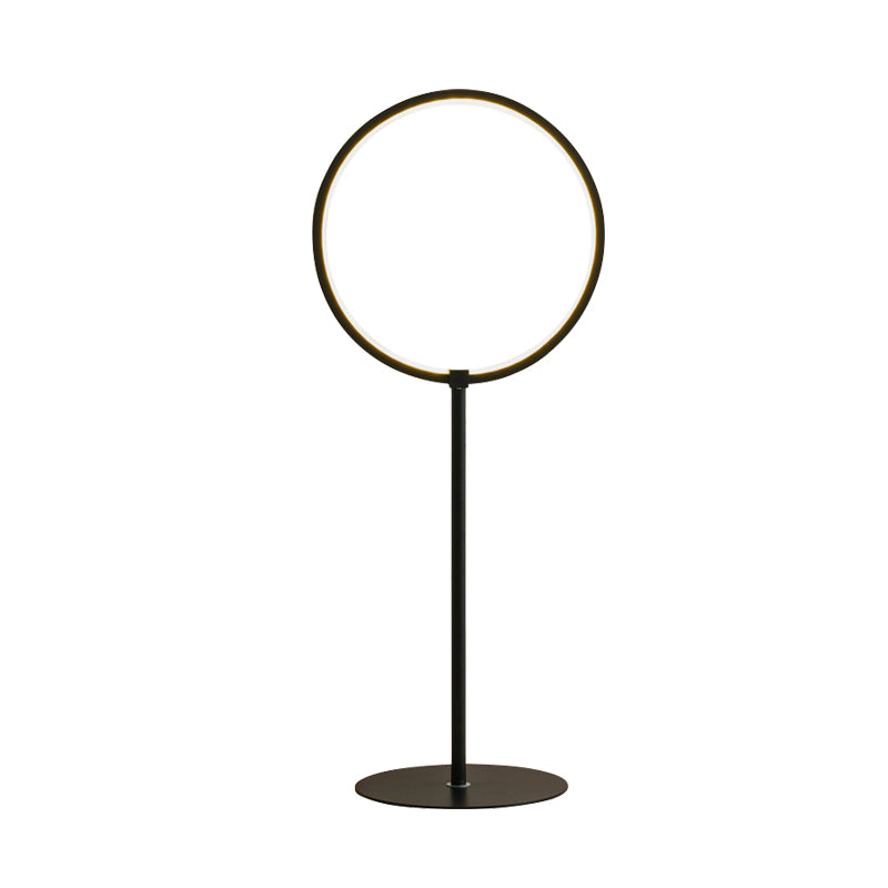 Modern Metallic Ring Led Desk Lamp In Black For Bedroom