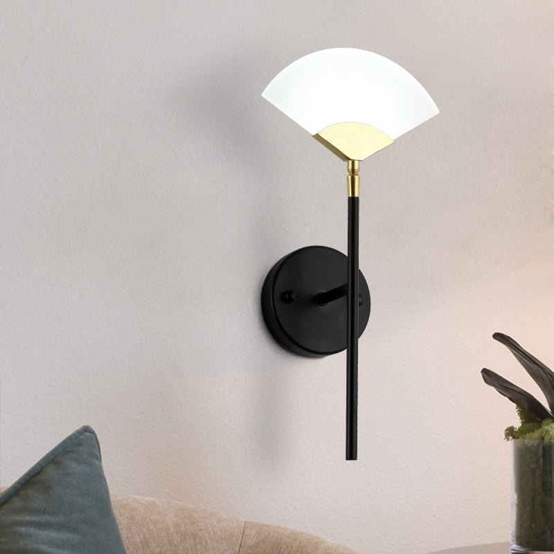 Modern Gold And Black Led Pencil Arm Wall Sconce With Acrylic Shade - Mount Light Black-Gold