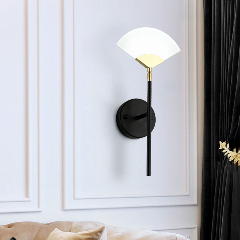 Modern Gold And Black Led Pencil Arm Wall Sconce With Acrylic Shade - Mount Light