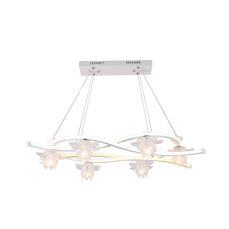 Contemporary Acrylic Twist 6-Head Pendant: White LED Hanging Lamp with Floral Shade in Warm/White/Natural Light