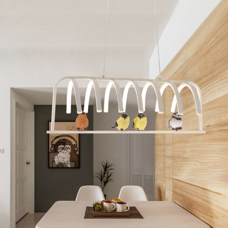 Contemporary Curved Acrylic Chandelier with LED Lighting, White Modern Pendant Lamp in Warm/White/Natural Light