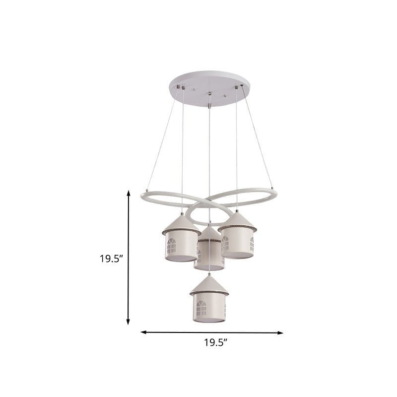 Contemporary Swirl Acrylic Chandelier - 4-Light LED Ceiling Lamp for Living Room - White