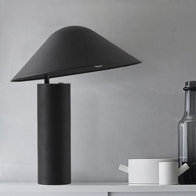 Modern Aluminum Led Mushroom Table Light - Black Bedside Desk Lamp With Iron Cylinder Base