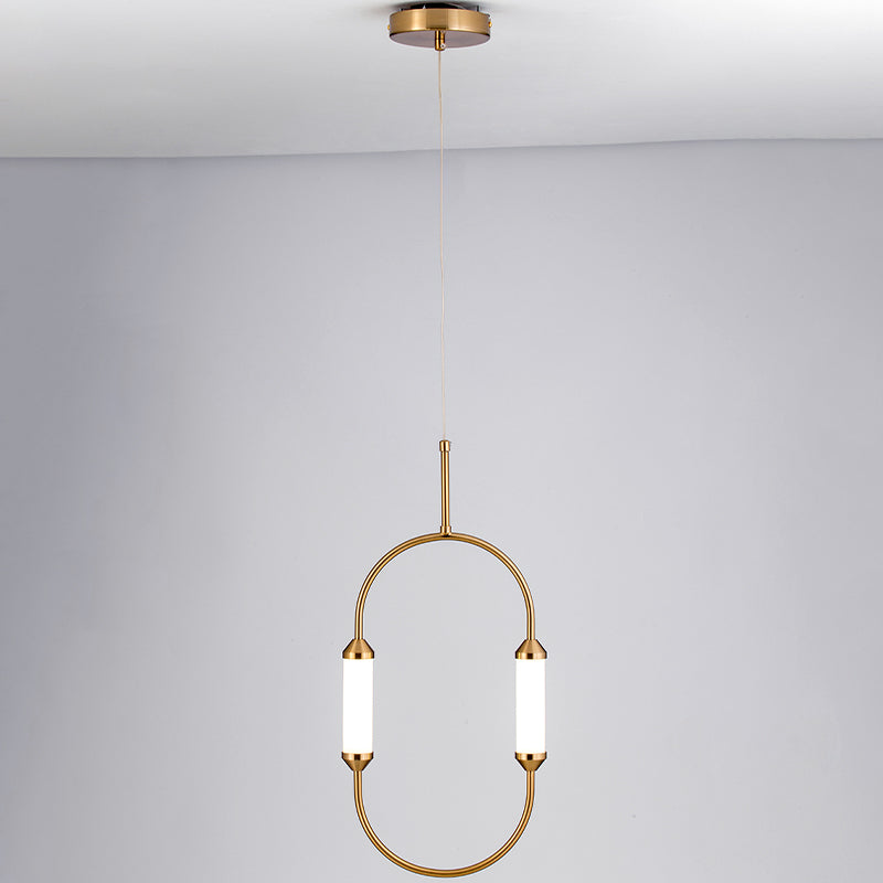 Gold LED Oval Pendant Lamp for Bedside or Ceiling - 19.5"/20.5"/25" with Acrylic Shade in White/Warm Light