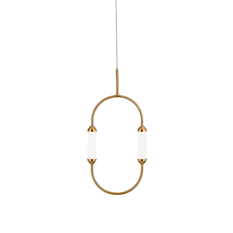 Gold LED Oval Pendant Lamp for Bedside or Ceiling - 19.5"/20.5"/25" with Acrylic Shade in White/Warm Light