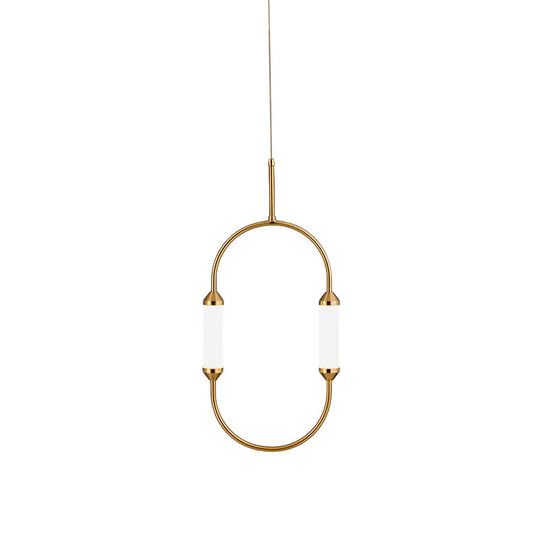Gold LED Oval Pendant Lamp for Bedside or Ceiling - 19.5"/20.5"/25" with Acrylic Shade in White/Warm Light