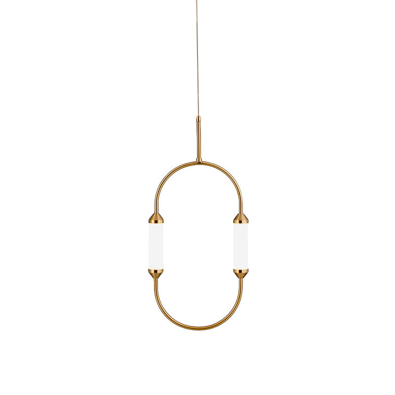 Modern Metallic Led Pendant Lamp In Gold With Oval Ring Design - Available 3 Sizes White/Warm Light